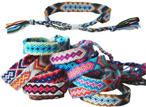 Tangser Nepal Woven Friendship Bracelets with a Sliding Knot Closure for Women, Kids, Girls, VSCO Girl and Men – Adjustable - Mix Color Random（Pack of 12）
